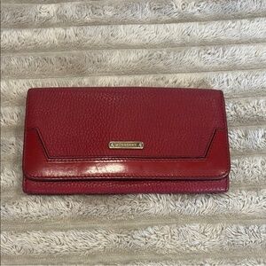 Burberry deep Red  Leather Wallet with nova check